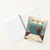 ロッカールームベンチのレトロなチェッカーボードの床 ノートブック (内部)