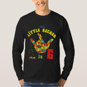 ロッカー年齢6生まれ誕生パズル自閉症の認識 Tシャツ