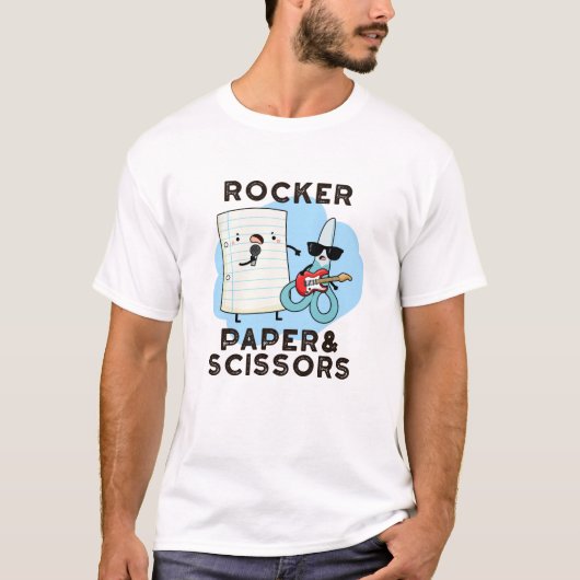 ロッカー紙及びシザーゲおもしろいームパン Tシャツ (正面)