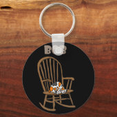 ロッキおもしろいングチェアの三毛猫 キーホルダー (正面)