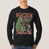 ロッキンのまわりにザクリスマスツリーカウボーイサンタ Tシャツ (正面)