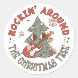 ロッキンのまわりにザクリスマスツリー© GraphicLoveShop ラウンドシール