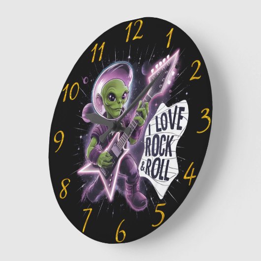 ロッキングアウト漫画の緑の皮の宇宙エイリアン ラージ壁時計 (傾斜)