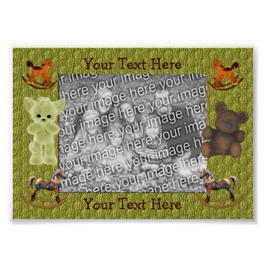 ロッキングウマテディベアのフォトフレーム フォトプリント (正面)