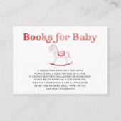 ロッキングウマピンクの女の子ベビシャワーブックリクエスト エンクロージャーカード (正面)