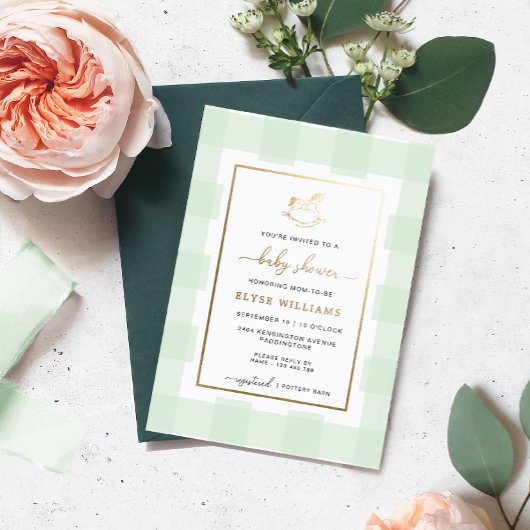 ロッキングウマミントジンガムベビーシャワフォイル招待状 箔招待状