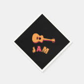 ロッキングギター、音楽ジャムスタイル、オレンジ&レッドアート スタンダードカクテルナプキン (角)