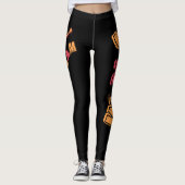 ロッキングギター、音楽ジャムスタイル、オレンジ&レッドアート レギンス (正面)