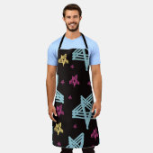 ロッキングスターピンクブルーブラック エプロン (着用した状態)