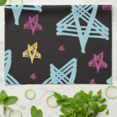 ロッキングスターピンクブルーブラック キッチンタオル (折り畳み)