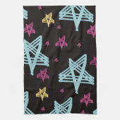 ロッキングスターピンクブルーブラック キッチンタオル (縦)