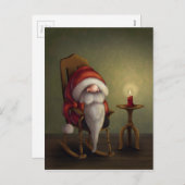 ロッキングチェアに小さなサンタがいる シーズンポストカード (正面/裏面)