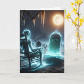 ロッキングチェアに座っている幽霊のような男 カード (黄色い花)