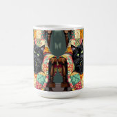 ロッキングチェアの可愛い黒猫 コーヒーマグカップ (中央)