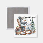 ロッキングチェアの雪だるまマグネット マグネット (正面/裏面)