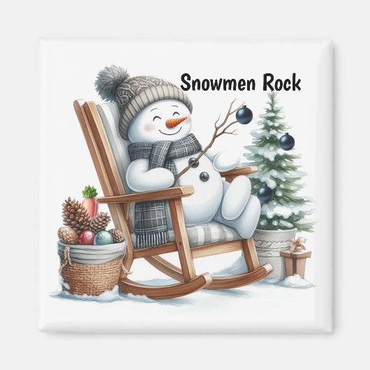 ロッキングチェアの雪だるまマグネット マグネット (正面)