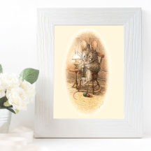 ロッキングチェア上のおばあちゃんマウス編み物