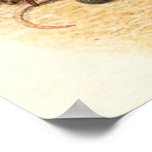 ロッキングチェア上のおばあちゃんマウス編み物 ポスター (角)