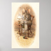 ロッキングチェア上のおばあちゃんマウス編み物 ポスター (正面)
