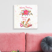 ロッキングビクトリアンホース&ポインセチア・クリスマス キャンバスプリント (インサイチュ (リビング))
