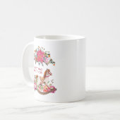 ロッキングビクトリアンホース&ポインセチア・クリスマス コーヒーマグカップ (正面左)