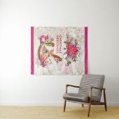 ロッキングビクトリアンホース&ポインセチア・クリスマス タペストリー (インサイチュ(横))