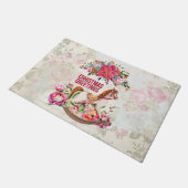 ロッキングビクトリアンホース&ポインセチア・クリスマス ドアマット (アングル)