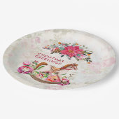 ロッキングビクトリアンホース&ポインセチア・クリスマス ペーパープレート (アングル)