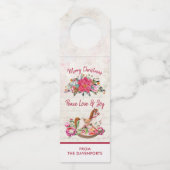 ロッキングビクトリアンホース&ポインセチア・クリスマス ボトルネックタグ (正面)