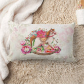 ロッキングビクトリアンホース&ポインセチア・クリスマス ランバークッション (ブランケット)