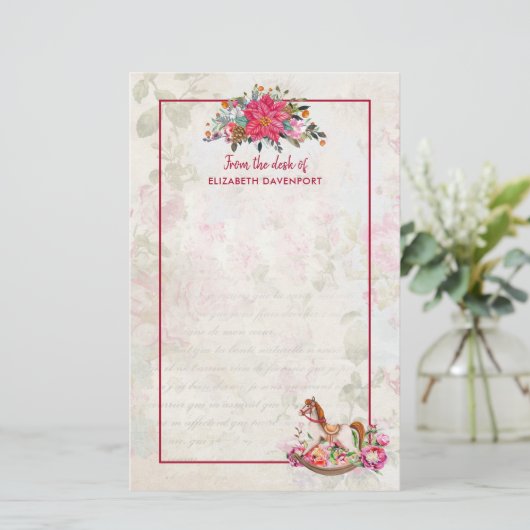 ロッキングビクトリアンホース&ポインセチア・クリスマス 便箋 (スタンド正面)