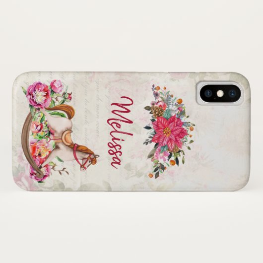 ロッキングビクトリアンホース&ポインセチア・クリスマス Case-Mate iPhoneケース (裏面(横))