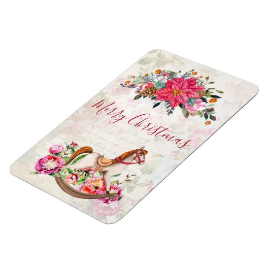 ロッキングビクトリアンホース&ポインセティアクリスマス マグネット (左側)