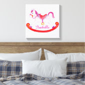 ロッキングホースあなたの名前を追加子供部屋芸術 キャンバスプリント (インサイチュ (寝室))