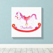 ロッキングホースあなたの名前を追加子供部屋芸術 キャンバスプリント (インサイチュ (ウッドフロア))