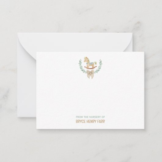 ロッキングホースから子供部屋ベビーフラットノートカード ノートカード (正面)