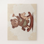 ロッキングホースに乗るテディベア ジグソーパズル (縦)