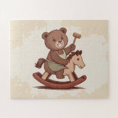 ロッキングホースに乗るテディベア ジグソーパズル (横)