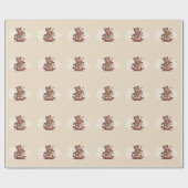 ロッキングホースに乗るテディベア ラッピングペーパー (フラット)