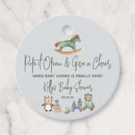 ロッキングホースのシャンパン、ワイン赤ちゃんシャワーの好意 フェイバータグ