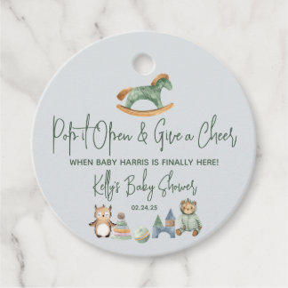 ロッキングホースのシャンパン、ワイン赤ちゃんシャワーの好意 フェイバータグ