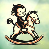 ロッキングホースの任意の色のサル ウィンドウサイン (シート3)