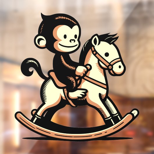 ロッキングホースの任意の色のサル ウィンドウサイン (シート2)