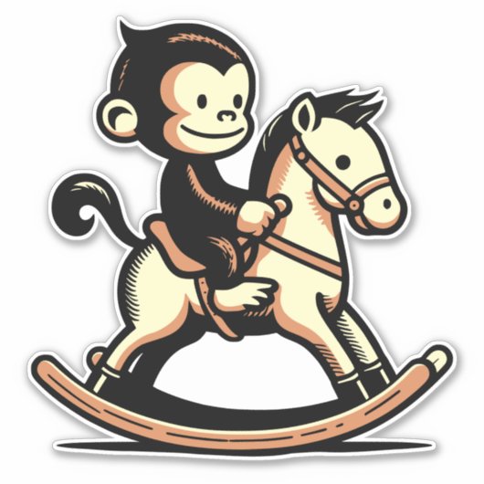 ロッキングホースの任意の色のサル シール (正面)