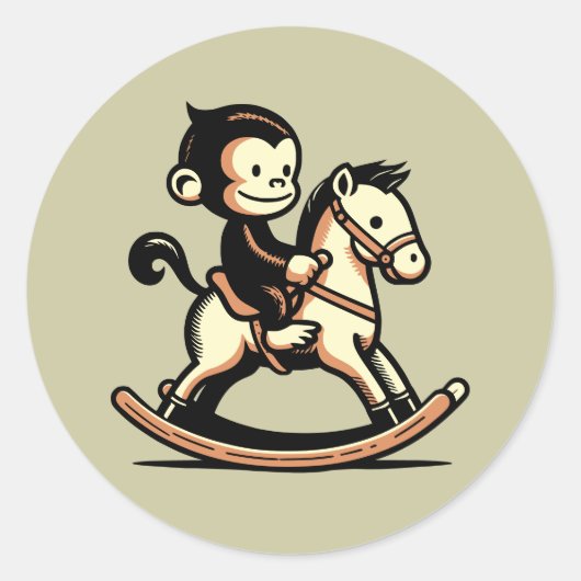 ロッキングホースの任意の色のサル ラウンドシール (正面)