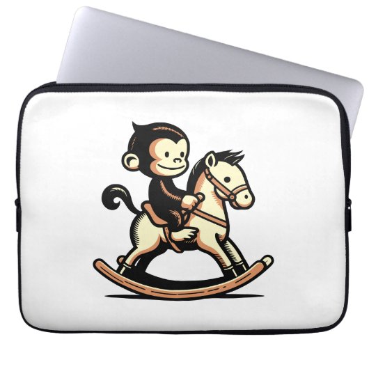 ロッキングホースの任意の色のサル ラップトップスリーブ (正面)