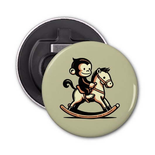 ロッキングホースの任意の色のサル 栓抜き (正面)