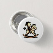 ロッキングホースの任意の色のサル 缶バッジ (正面&裏面)
