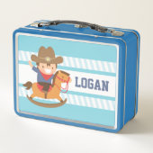 ロッキングホースの可愛いカウボーイ少年弁当 メタルランチボックス (裏面)