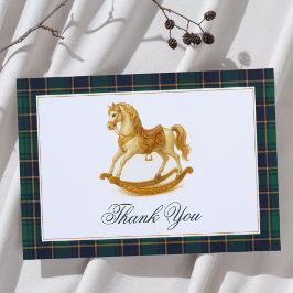 ロッキングホースエレガントプレイドベビーシャワー サンキューカード